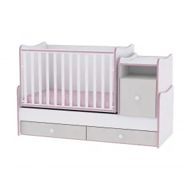   Lorelli Trend PLUS kombi ágy 70x165 - White & Pink Crossline / Fehér & Pink csíkozás
