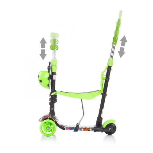 Chipolino Kiddy Evo roller tolókarral - Green Graffiti 