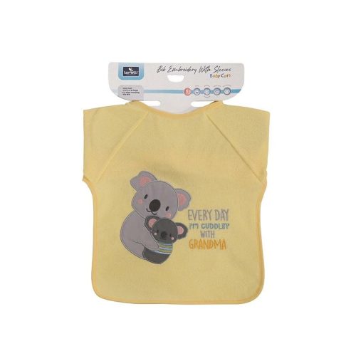 Baby Care hímzett hosszú ujjú pamut előke - Unisex