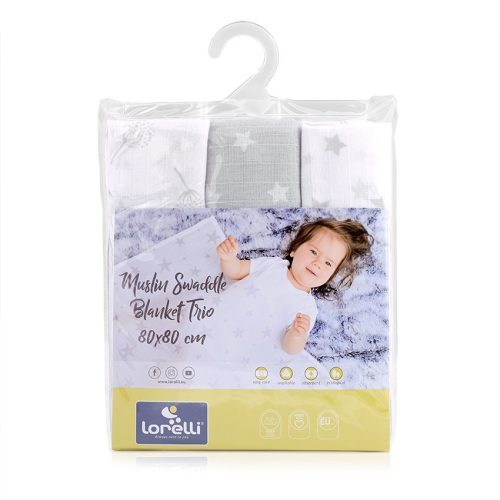 Lorelli Muszlin takaró 80x80 cm - Trio Grey Mix