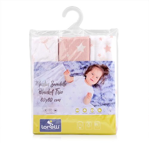 Lorelli Muszlin takaró 80x80 cm - Trio Rose Mix
