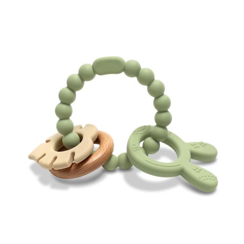 Lorelli Nyuszi szilikon és bükkfa rágóka - Fresh Green
