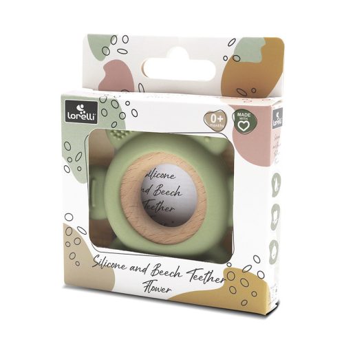 Lorelli Virág szilikon és bükkfa rágóka - Fresh Green
