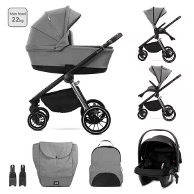   Lorelli Bianca 3az1-ben újszülött babakocsi Lorelli Aria Luxe hordozóval - Grey (2 doboz)