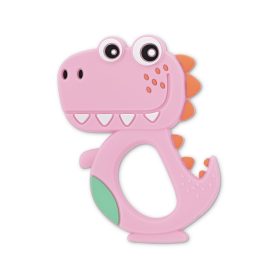 Baby Care szilikon rágóka - Dino Lucky Pink