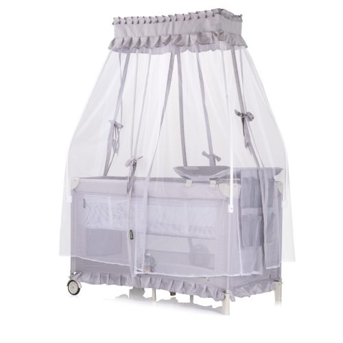 Chipolino Palace multifunkciós utazóágy baldachinnal - Hippo grey