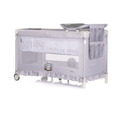 Chipolino Palace multifunkciós utazóágy baldachinnal - Hippo grey