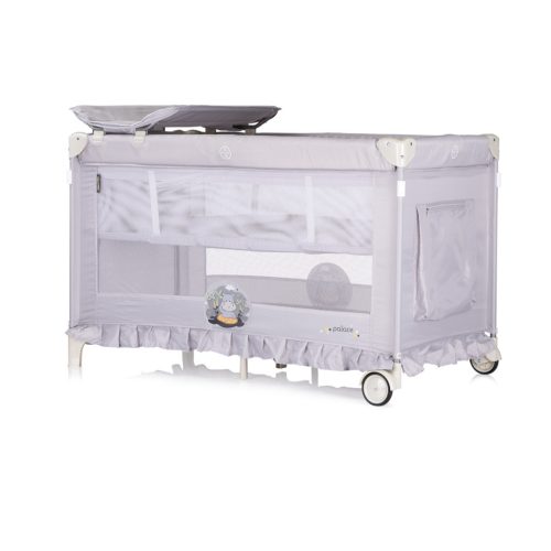 Chipolino Palace multifunkciós utazóágy baldachinnal - Hippo grey