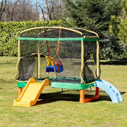 Chipolino Playground Trambulin 200 cm csúszdával, létrával - green