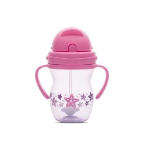   Baby Care szívószálas itató fogantyúval 275ml - Pink/Purple