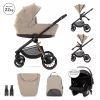Lorelli Bianca 3az1-ben újszülött babakocsi Lorelli Aria Luxe hordozóval - Beige (2 doboz)