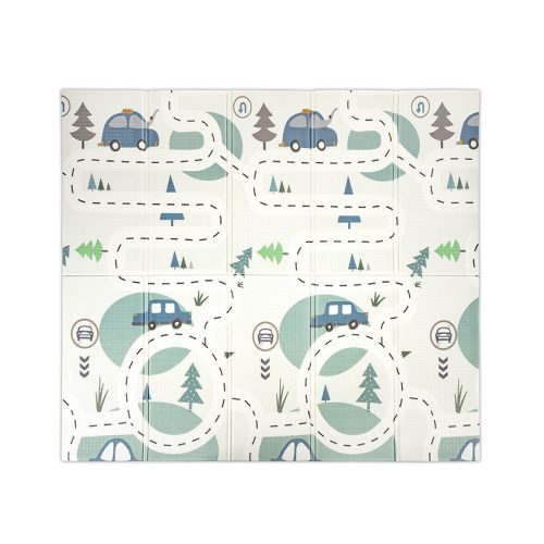 Lorelli Összehajtható 2 oldalas thermo játszószőnyeg 180x200cm - Blue Funny city & stars