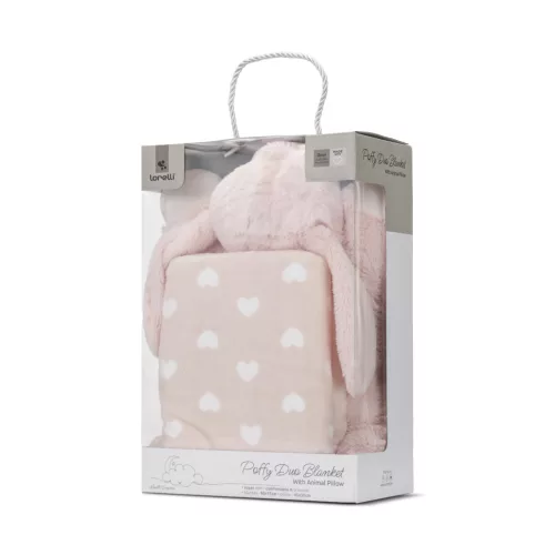 Lorelli Poffy Duo takaró 75x90 cm párnával 45x30 cm - Peach Bunny