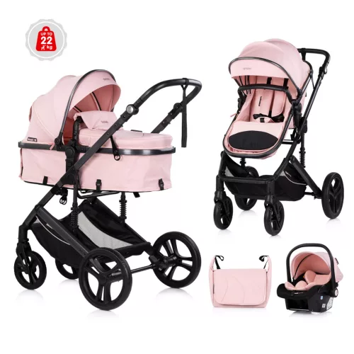 Chipolino Amore babakocsi mózessé alakítható sportrésszel - Powder pink