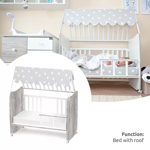 Lorelli Stars ringatható kiságy 60x120 - White / Artwood