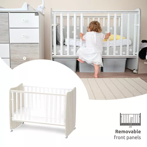 Lorelli Stars ringatható kiságy 60x120 - White / Light oak