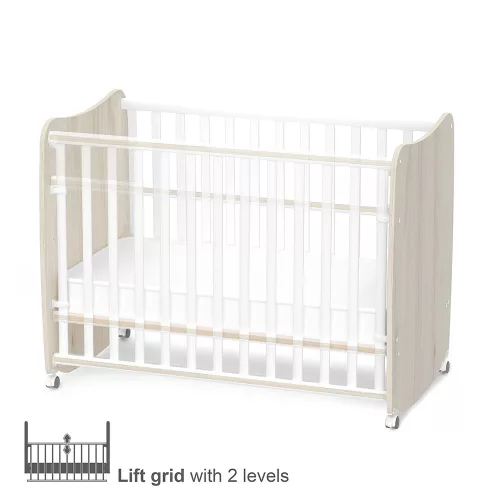 Lorelli Stars ringatható kiságy 60x120 - White / Light oak