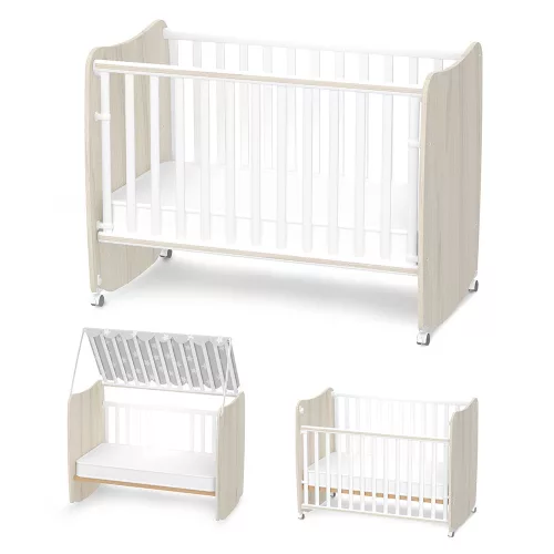 Lorelli Stars ringatható kiságy 60x120 - White / Light oak