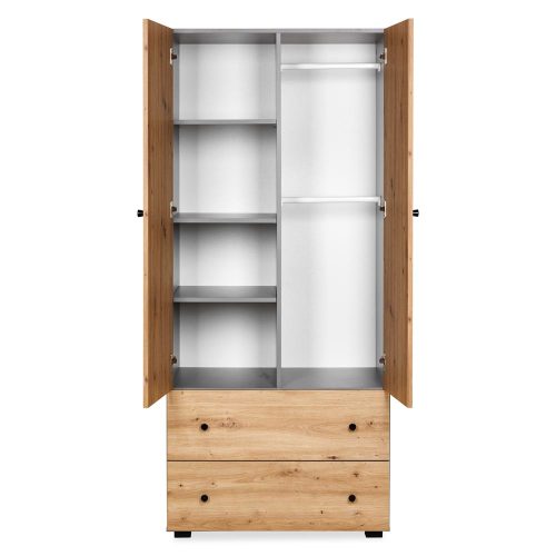 Little Sky Pauline 2 ajtós 2 fiókos szekrény - szürke & tölgy