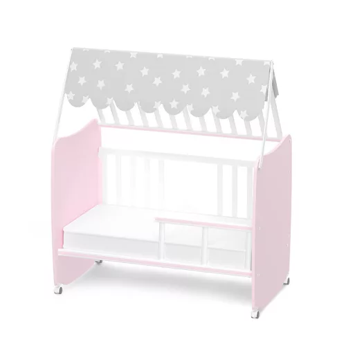 Lorelli Stars ringatható kiságy 60x120 - White / Orchid Pink