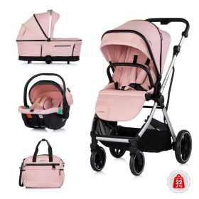   Chipolino Aurora 3az1-ben multifunkciós babakocsi - Powder pink