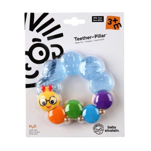 Baby Einstein vízzel töltött rágóka, Teether-pillar, kék, 3 hó+