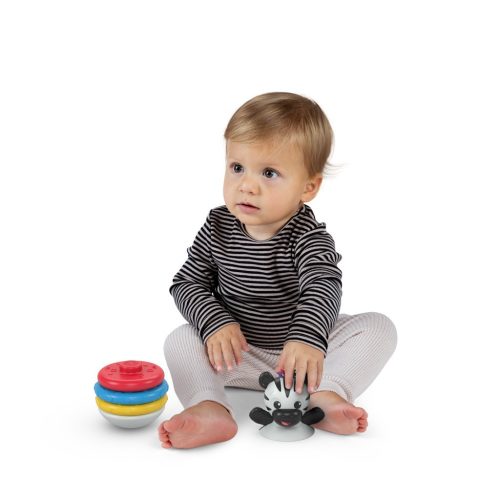 Baby Einstein Rágóka építőjáték, zebra Stack & Wobble Zen™, 3 hó+