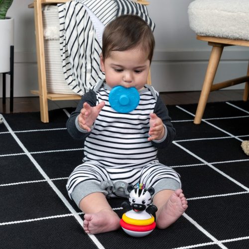 Baby Einstein Rágóka építőjáték, zebra Stack & Wobble Zen™, 3 hó+
