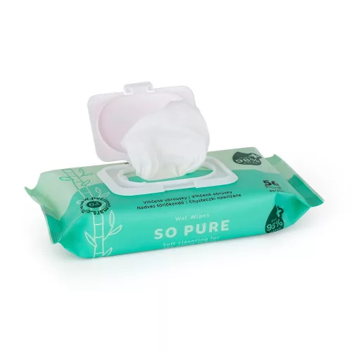 Petite&Mars Nedves törlőkendő, SO PURE, bambusz, biológiailag lebomló, 4x56 db