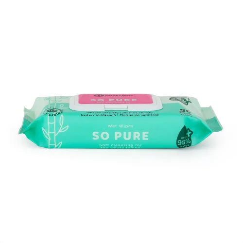 Petite&Mars Nedves törlőkendő, SO PURE, bambusz, biológiailag lebomló, 4x56 db