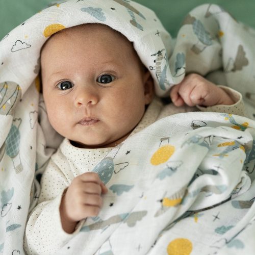 Petite&Mars Bambusz muszlin 3db-os pelenka szett Moussy Grey Planes, 68 x 68 cm