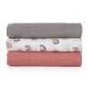 Petite&Mars Bambusz muszlin 3db-os pelenka szett, Moussy Rose Rainbows, 68 x 68 cm