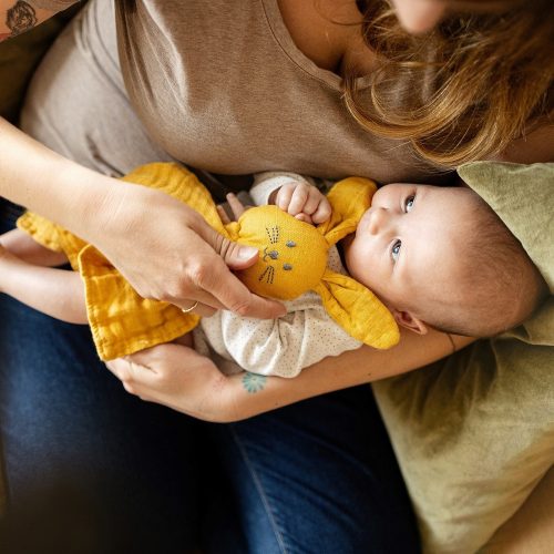 Petite&Mars Bambusz muszlin szundikendő Hugo Pink Meadow 0m+