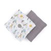 Petite&Mars Bambusz muszlin 2db-os pelenka szett, Misty Grey Planes, 120 x 120 cm