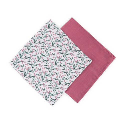Petite&Mars Bambusz muszlin 2db-os pelenka szett Misty Pink Meadow 120 x 120 cm