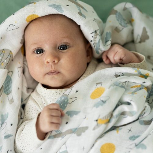 Petite&Mars Bambusz muszlin 2db-os pelenka szett Misty Whale Song 120 x 120 cm