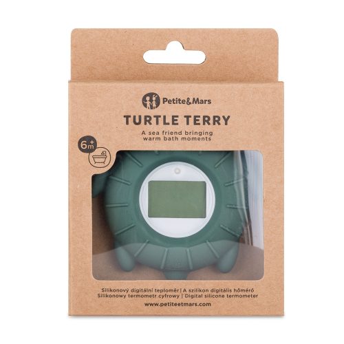 Petite&Mars Szilikon digitális vízhőmérő Turtle Terry Misty Green 0hó+