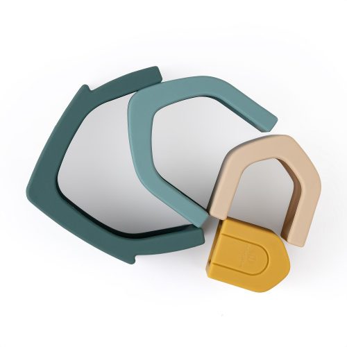 Petite&Mars szilikon egymásra rakható játék, House, Misty Green, 12 hó+