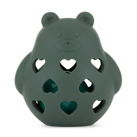   Petite&Mars Szilikon játék csörgővel Bear Basil Misty Green 0m+