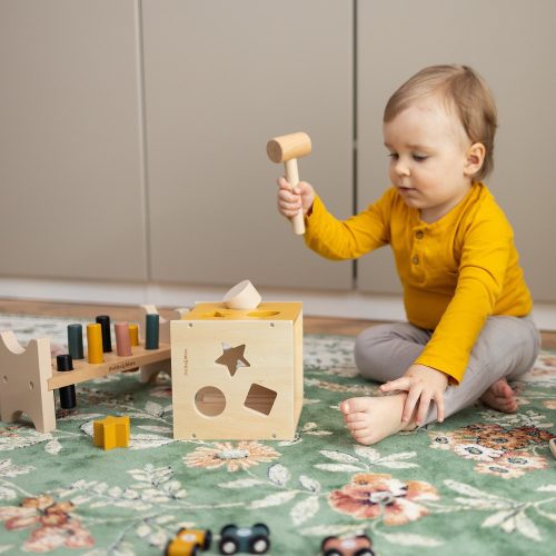 Petite&Mars Fa formaválogató játék Gravity Wood of Mars 12hó+ - Cosmic Blue