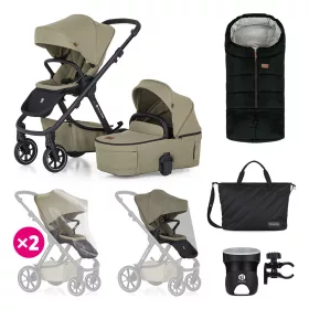  Petite&Mars Kombinált babakocsi, ICON 2in1, Mossy Green, XXL RWS