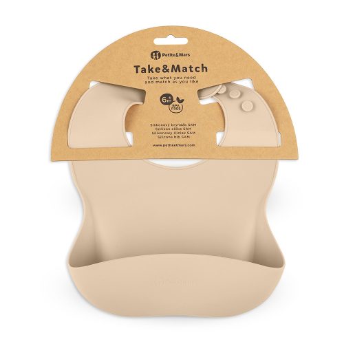 Petite&Mars Szilikon előke, Take&Match, 6 hó+, Desert Sand