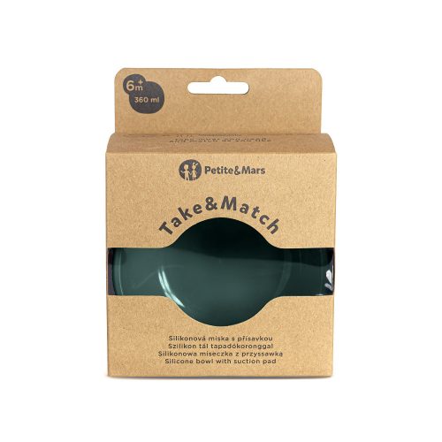 Petite&Mars Szilikon tál tapadókoronggal, Take&Match, Misty Green, 6 hó+