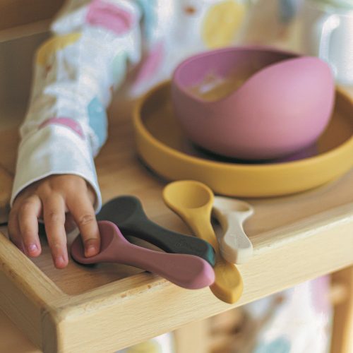 Petite&Mars Szilikon evőeszközök, TAKE&MATCH, Dusty Rose, 6 hó+