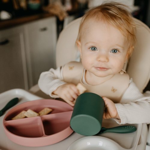 Petite&Mars Szilikon osztott tányér, kerek Take&Match Frosted Sky 6m+