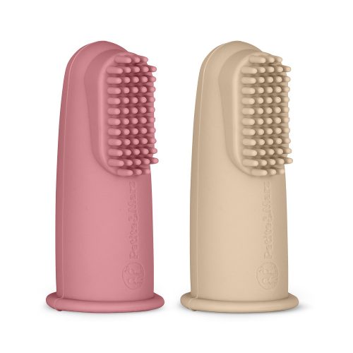 Petite&Mars Szilikon ujjra húzható 2 db fogkefe szett, Rose&Sand, 0 hó+