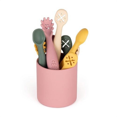 Petite&Mars Szilikon gyakorló kanál szett, 3 db, Take&Match, Desert Sand, 6 hó+