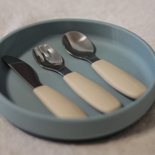 Petite&Mars Rozsdamentes acél evőeszközkészlet Take&Match Desert Sand 12m+