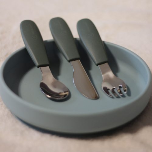 Petite&Mars Rozsdamentes acél evőeszközkészlet Take&Match Intense Ochre 12m+