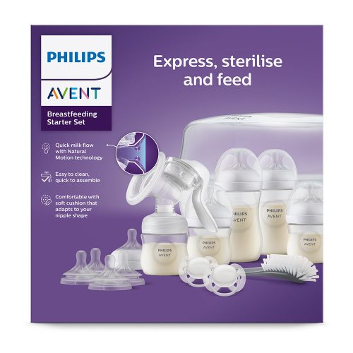 Philips AVENT Kézi mellszívó kezdő szett, Natural Response, mikrohullámú sterilizátorral